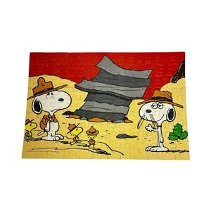 Milton Bradley Peanuts Puzzle 100 Pc Snoopy Woodstock Desert‎ Scene VTG 1982